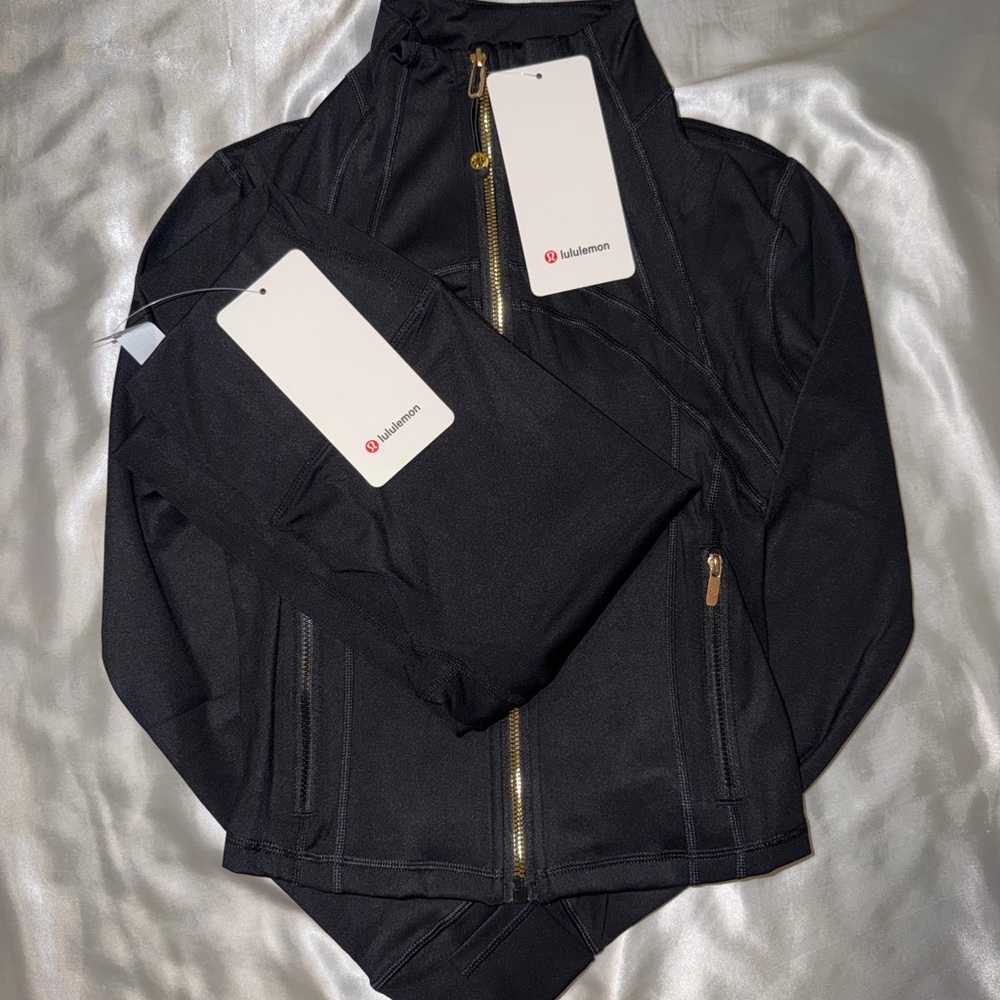 lululemon athletica Black Leggings and Jacket crop top Set